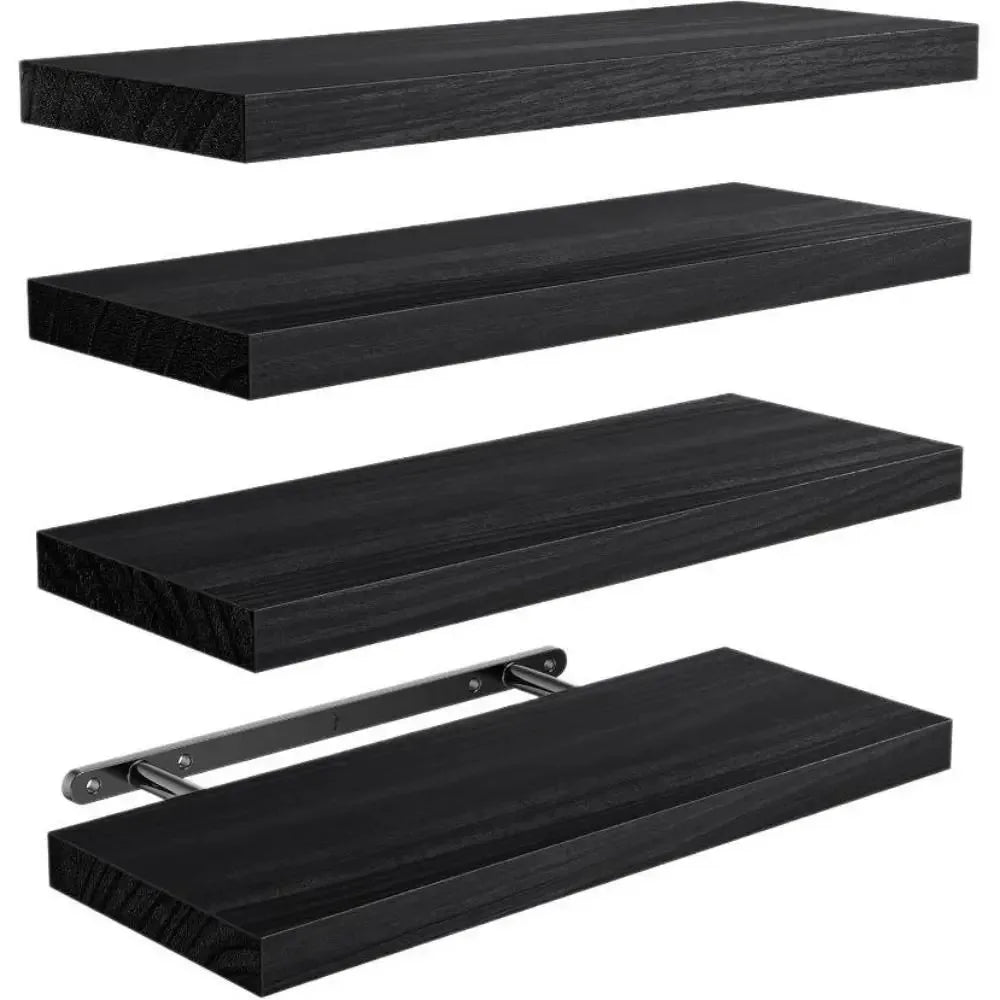 1Pc Floating Shelves Wooden Wall Mounted Storage Shelf Deeper Thicker Bathroom Shelves for Living Room, Bedroom, Kitchen