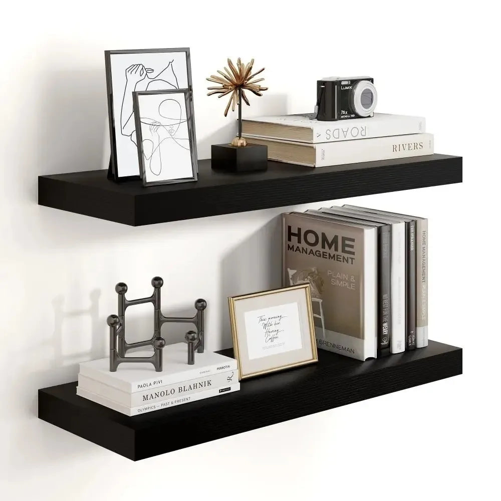 1Pc Floating Shelves Wooden Wall Mounted Storage Shelf Deeper Thicker Bathroom Shelves for Living Room, Bedroom, Kitchen