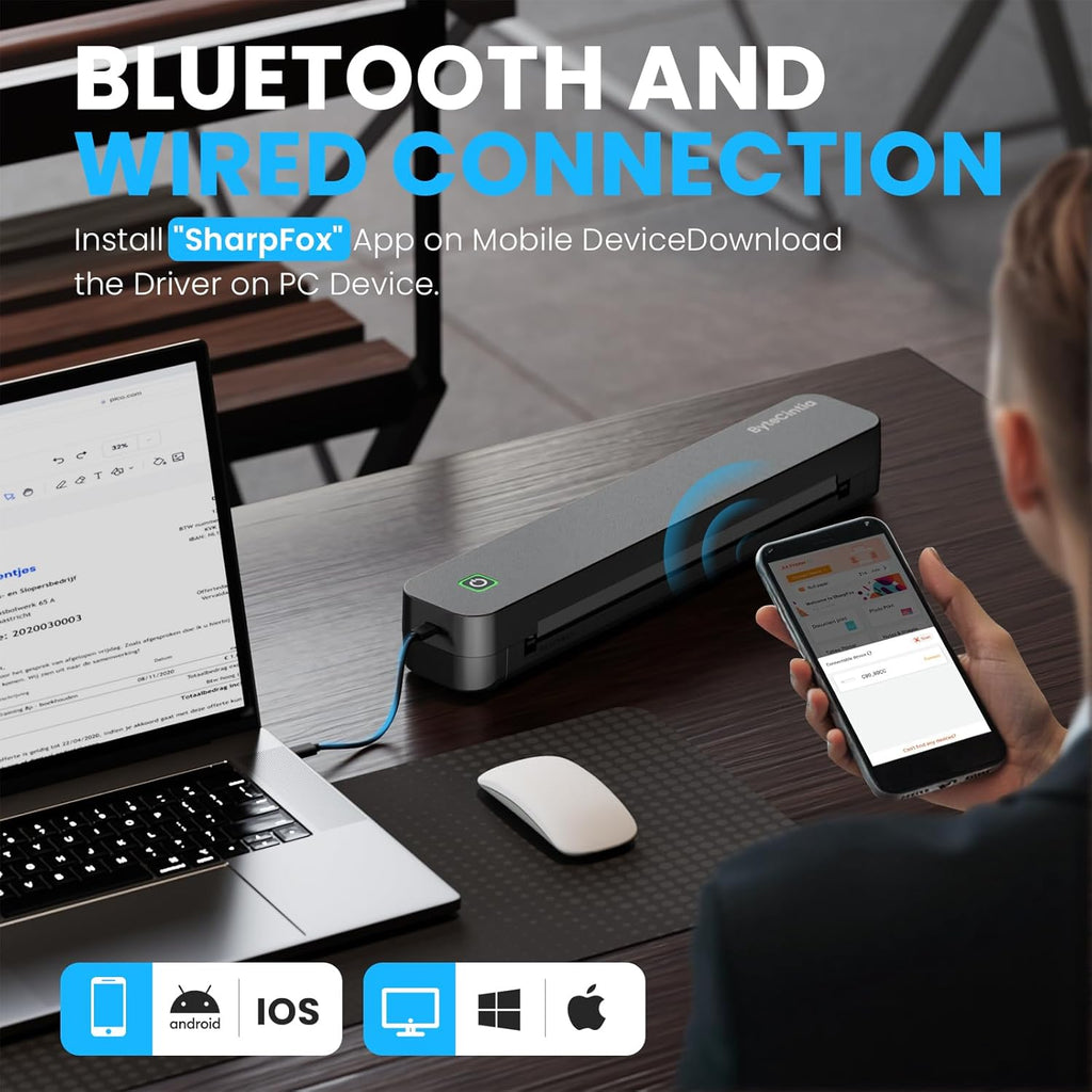 C80 A4 Impresora Portátil Térmica, Impresora De Papel A4 Bluetooth Para Oficina Móvil, Compatible Con Teléfonos Android E Ios Y Computadoras Portátiles