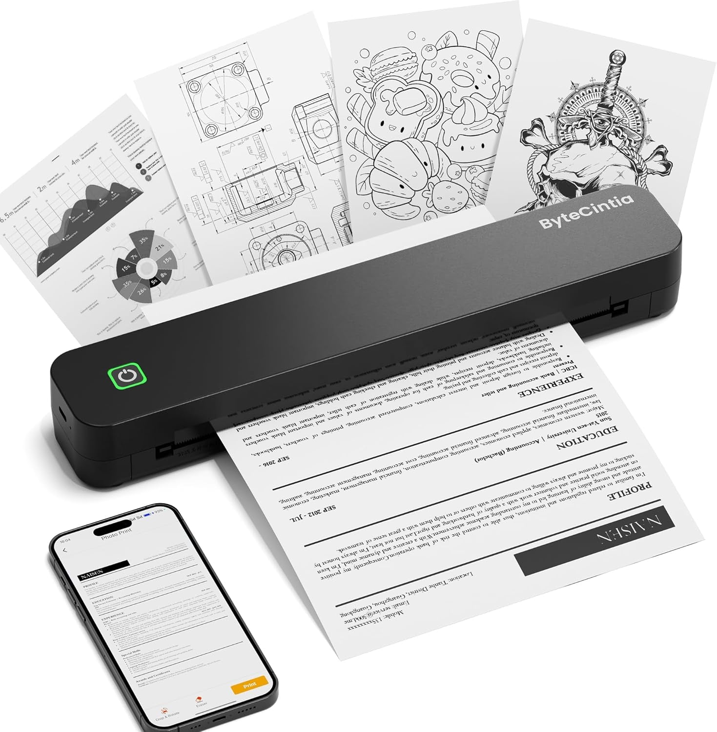 C80 A4 Impresora Portátil Térmica, Impresora De Papel A4 Bluetooth Para Oficina Móvil, Compatible Con Teléfonos Android E Ios Y Computadoras Portátiles