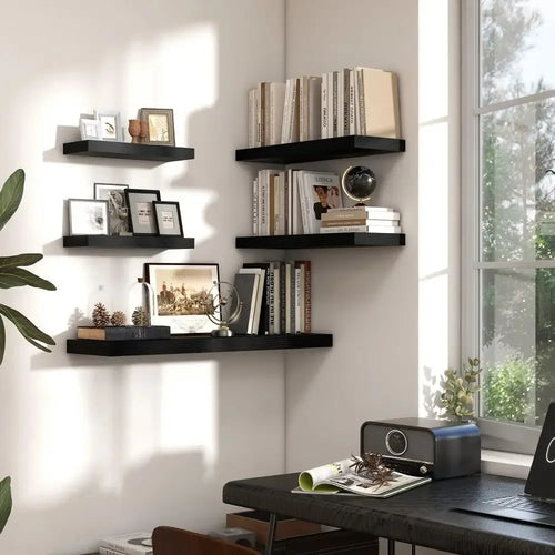 1Pc Floating Shelves Wooden Wall Mounted Storage Shelf Deeper Thicker Bathroom Shelves for Living Room, Bedroom, Kitchen