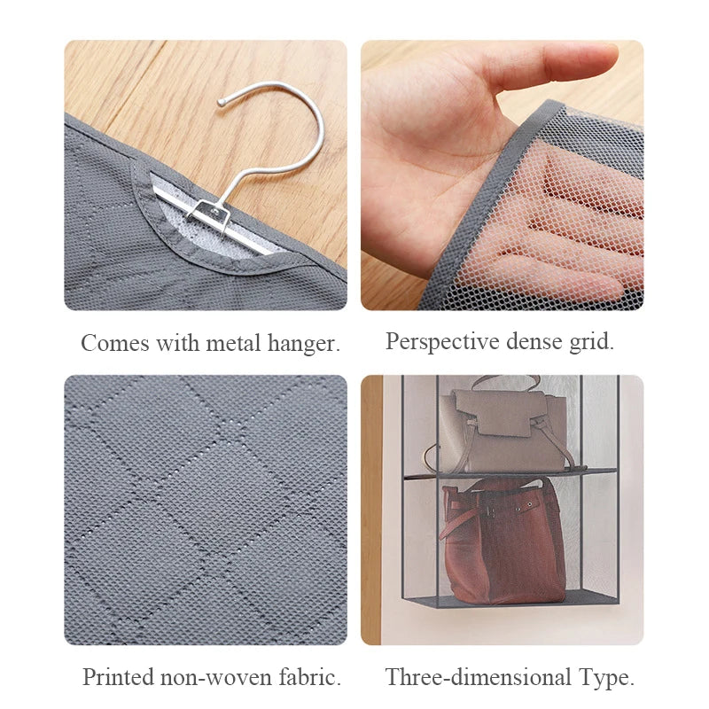 Handbag Hanging Organizer Hanging Wardrobe Organizer Three-Dimensional Storage Hanging Bag Handbag Organizer for Closet