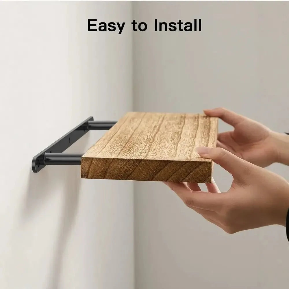 1Pc Floating Shelves Wooden Wall Mounted Storage Shelf Deeper Thicker Bathroom Shelves for Living Room, Bedroom, Kitchen